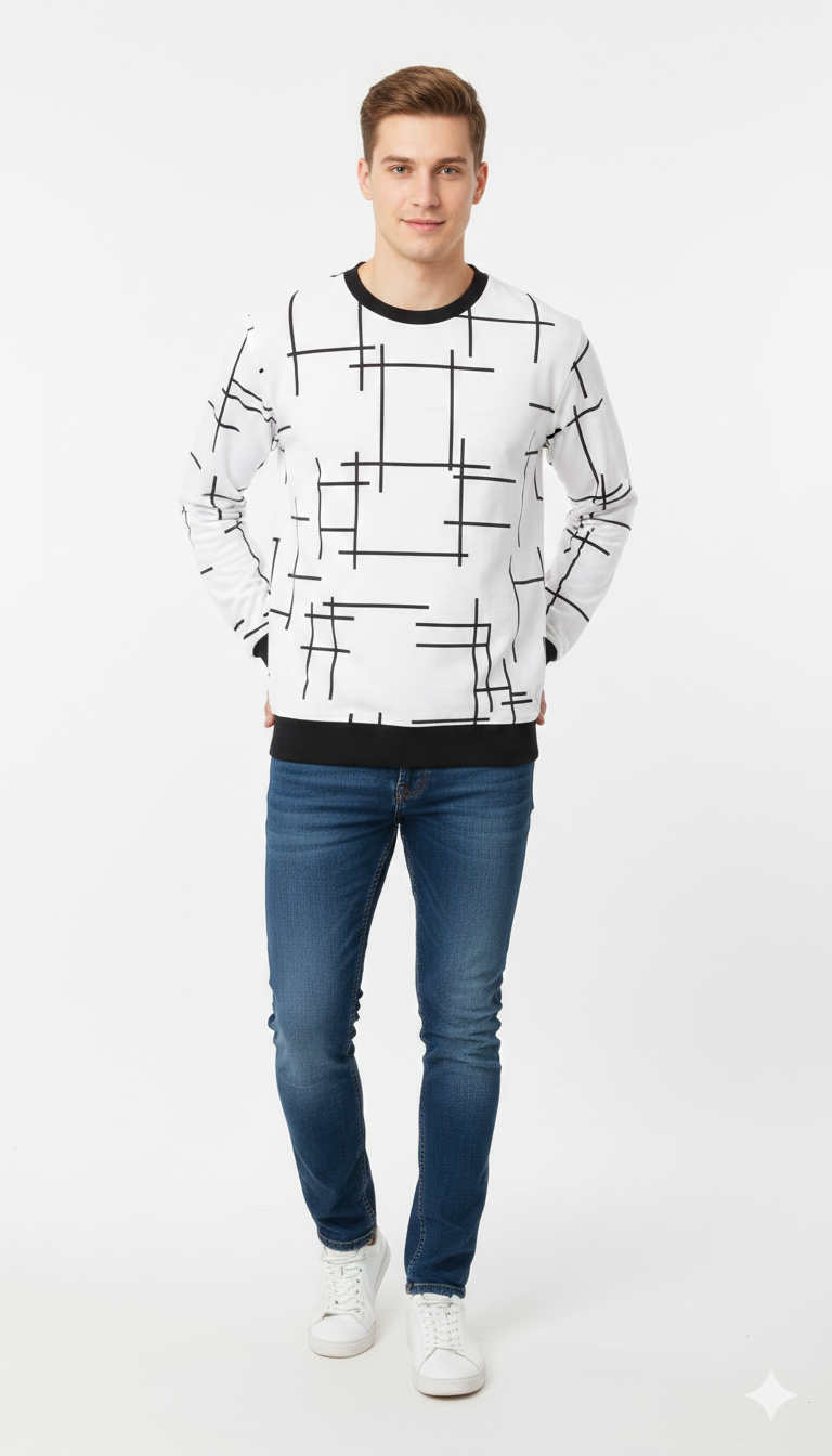 Men’s Printed Long Sleeve T-Shirt – Stylish Casual Sweatshirt for Men