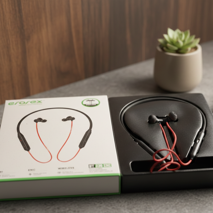 Erorex BT E20 ENC Wireless Neckband Earphones β Bluetooth Sports Earbuds with Noise Reduction & Deep Bass