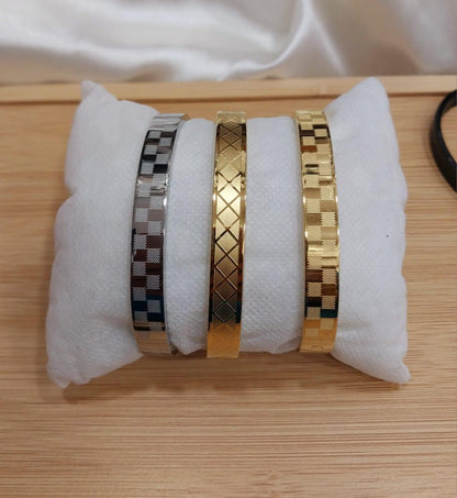 Stainless Steel Men’s Bracelet – Stylish Gold & Silver Cuff Bangle for Men Fashion Wrist Jewelry