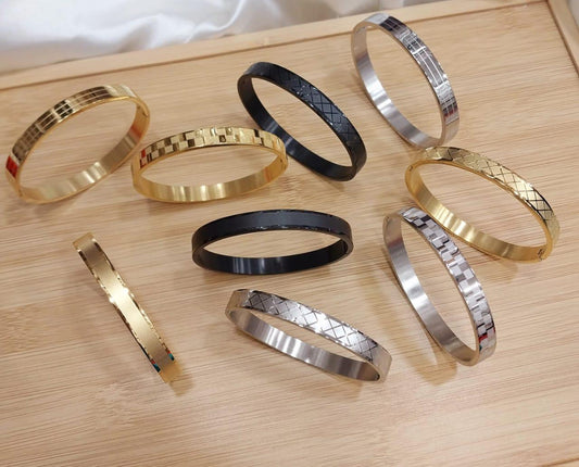 Stainless Steel Men’s Bracelet – Stylish Gold & Silver Cuff Bangle for Men Fashion Wrist Jewelry