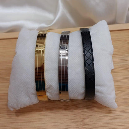 Stainless Steel Men’s Bracelet – Stylish Gold & Silver Cuff Bangle for Men Fashion Wrist Jewelry