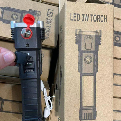 COB LED Rechargeable Work Light – Magnetic Emergency Flashlight with Safety Hammer Portable Camping & Car Repair Light