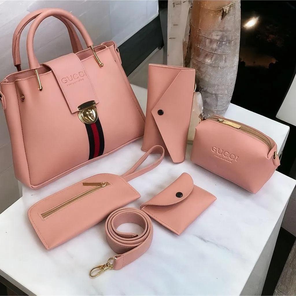 5 Pieces Handbag Set for Women – Stylish Tote, Shoulder, Crossbody, Clutch & Wallet