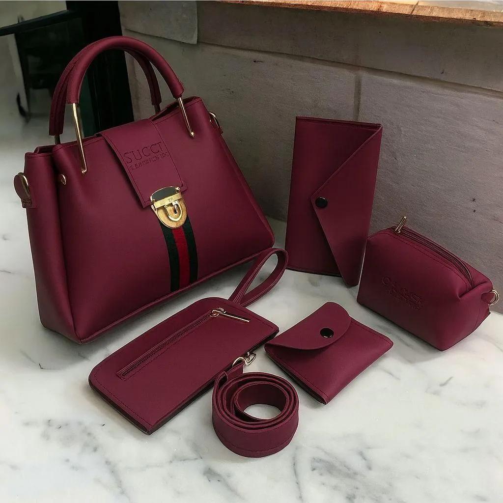 5 Pieces Handbag Set for Women – Stylish Tote, Shoulder, Crossbody, Clutch & Wallet