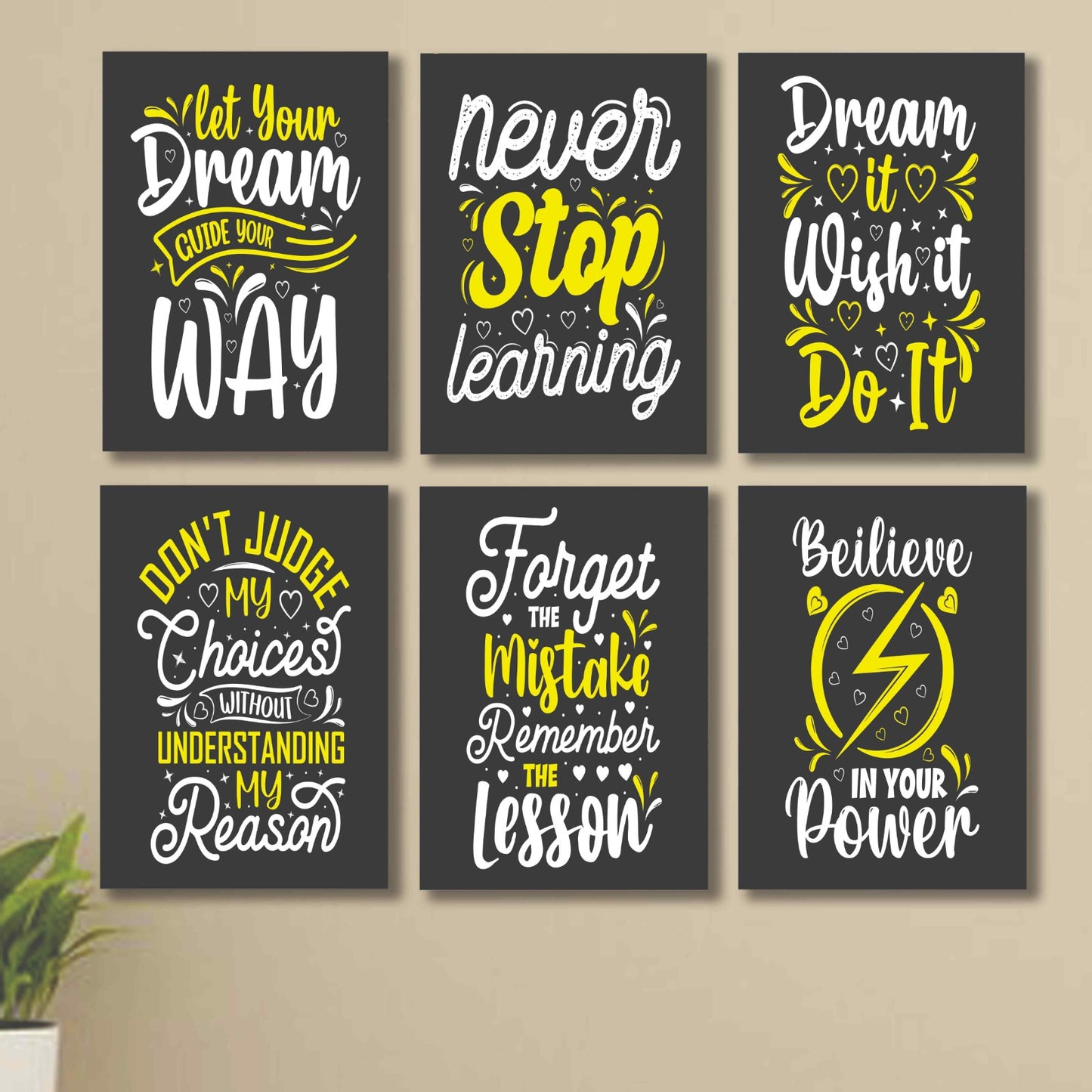Inspirational Wall Art Quotes for Home, Office, Study Room & Gym