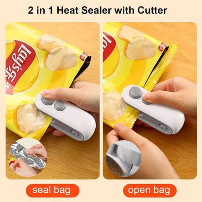 USB Rechargeable Mini Bag Sealer – Portable Plastic Bag Sealing Machine for Food Storage, Snack Bag Heat Sealer with Cutter