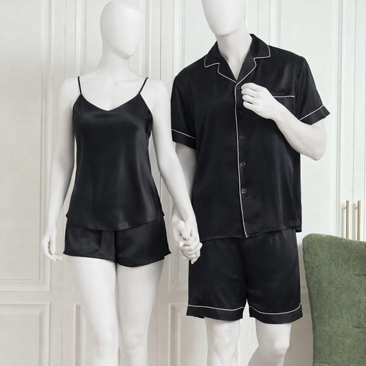 Couple Satin Night Dress Set Men & Women Comfortable Sleepwear Night Suit