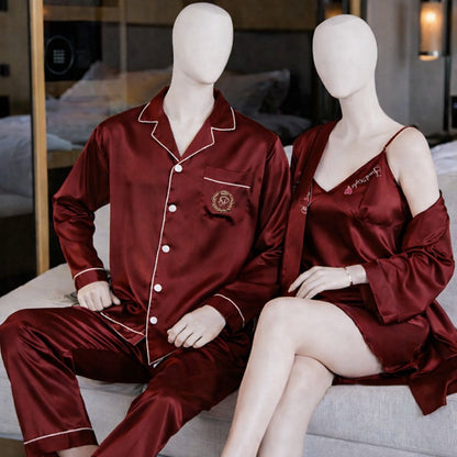 Couple Satin Night Dress Set Men & Women Comfortable Sleepwear Night Suit