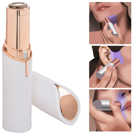 2-in-1 Women Facial Hair Remover – Portable Electric Face Hair Trimmer for Upper Lip, Chin & Peach Fuzz