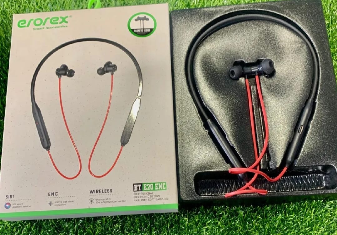 Erorex BT E20 ENC Wireless Neckband Earphones – Bluetooth Sports Earbuds with Noise Reduction & Deep Bass