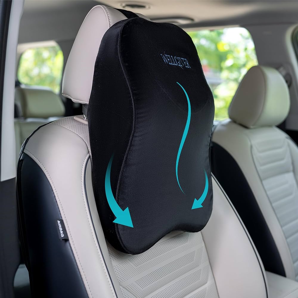 Car Headrest Neck Rest Pillow – Memory Foam Car Seat Head Support Cushion for Driving Comfort & Neck Pain Relief