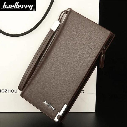 Men’s Long Zipper Wallet – Premium Leather Clutch Wallet for Men Card Holder & Cash Organizer