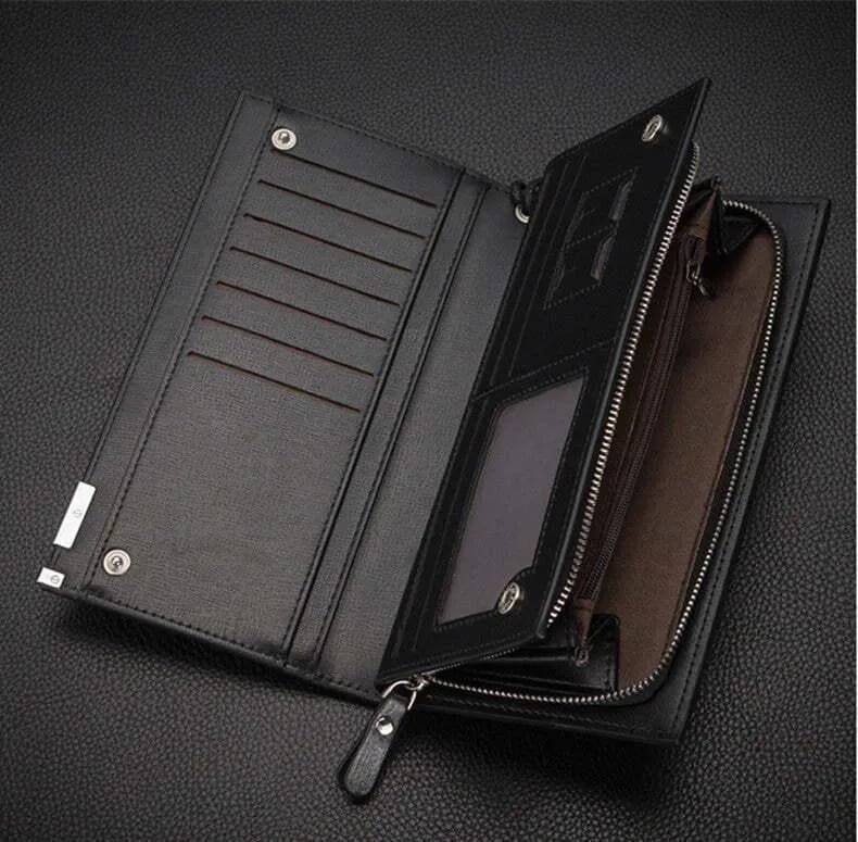 Men’s Long Zipper Wallet – Premium Leather Clutch Wallet for Men Card Holder & Cash Organizer