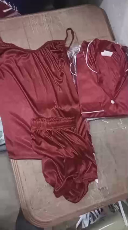 Couple Satin Night Dress Set Men & Women Comfortable Sleepwear Night Suit